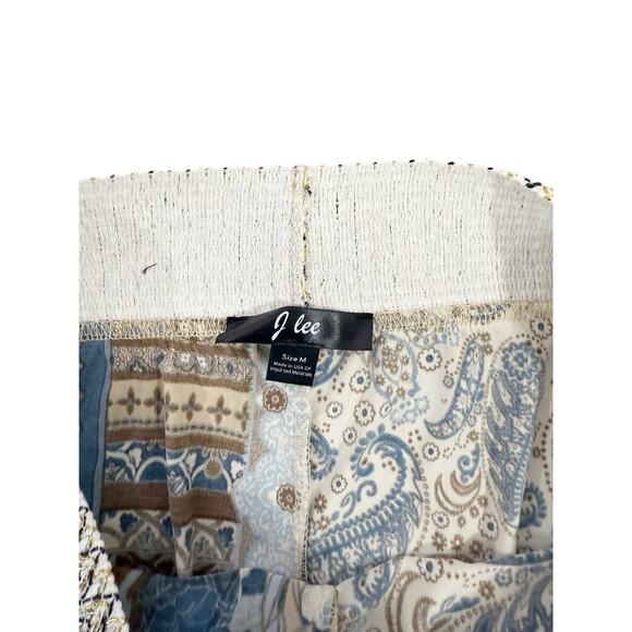 J Lee Resort Boho Multicolor Blue Paisley Pull On Beach Pants Loose Womens M - Picture 4 of 8